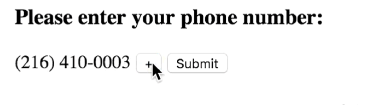 Enter a phone number with the plus button
