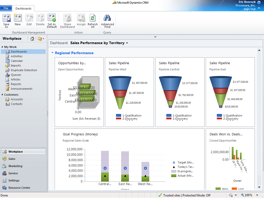 screenshot of CRM system