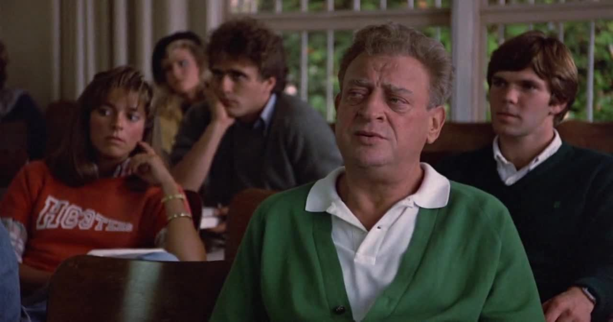 Screen shot of Rodney Dangerfield in Back to School the movie