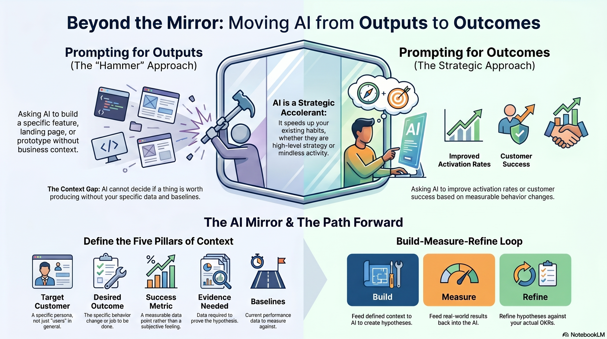 infographic of how to prompt AI for outcomes instead of outputs