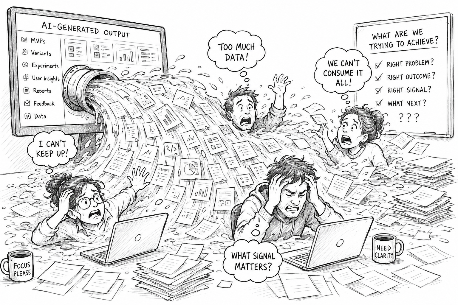 a team overwhelmed by the data AI is giving them